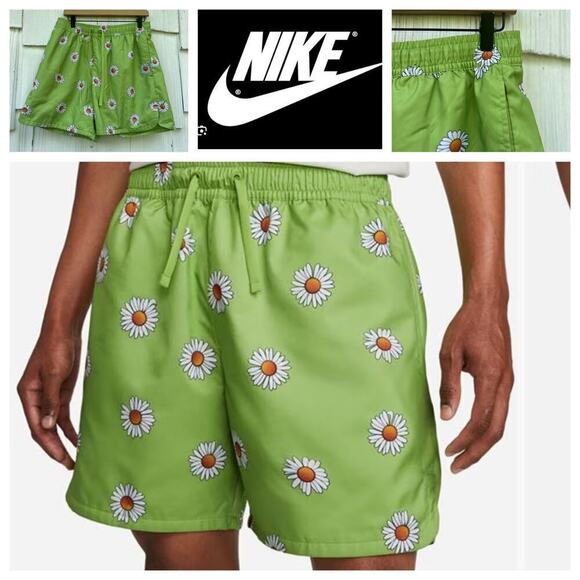 Nike Mens SPE+ AOP Flow Short DP Floral Vivid Green White Drawstring Size M - Picture 1 of 9